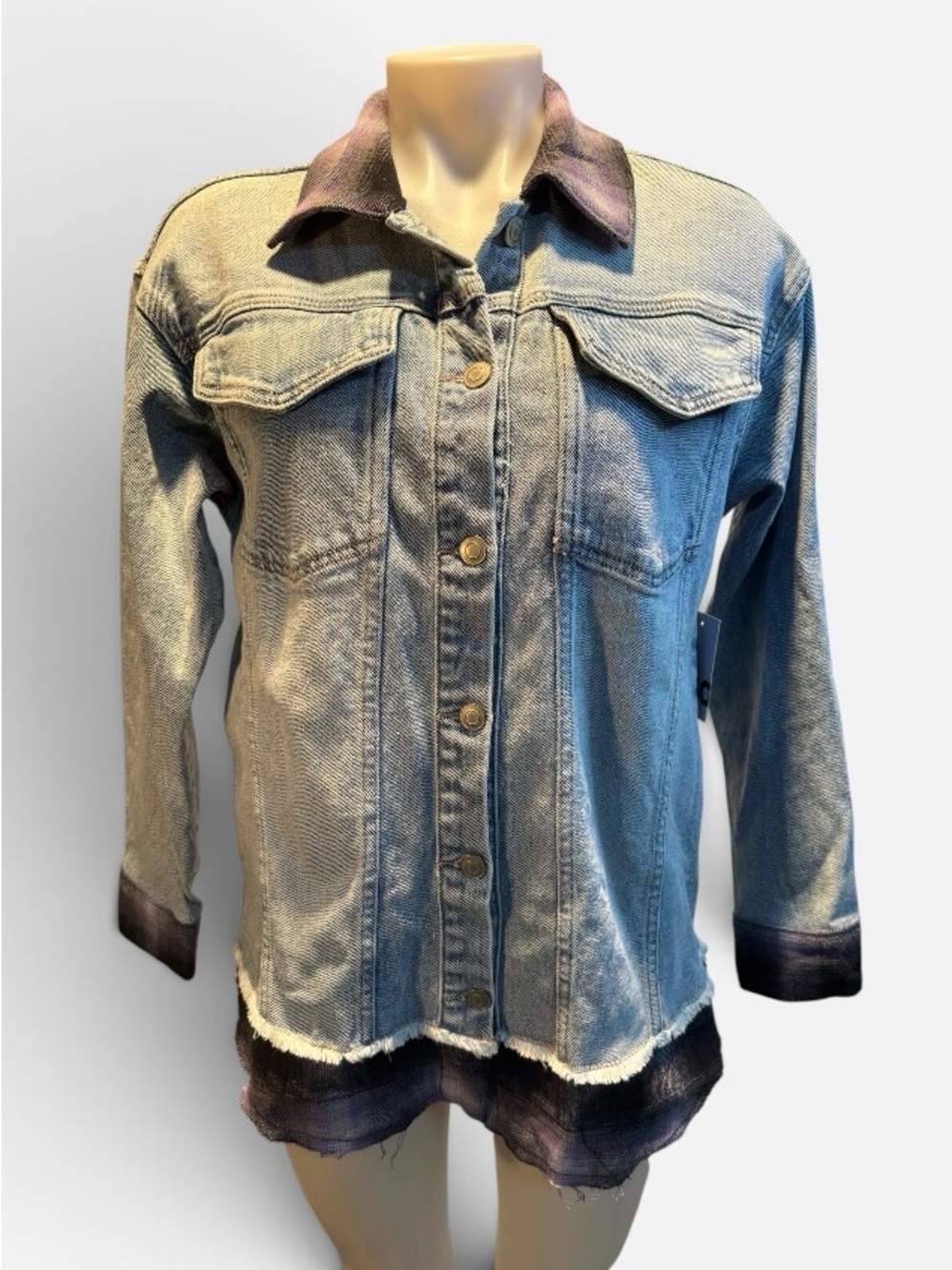 SO Light Blue Denim Jacket with Dark Purple Trim